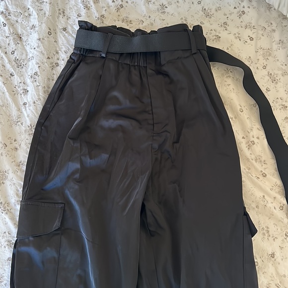 Zara Black Slick Street Pants - Picture 3 of 4